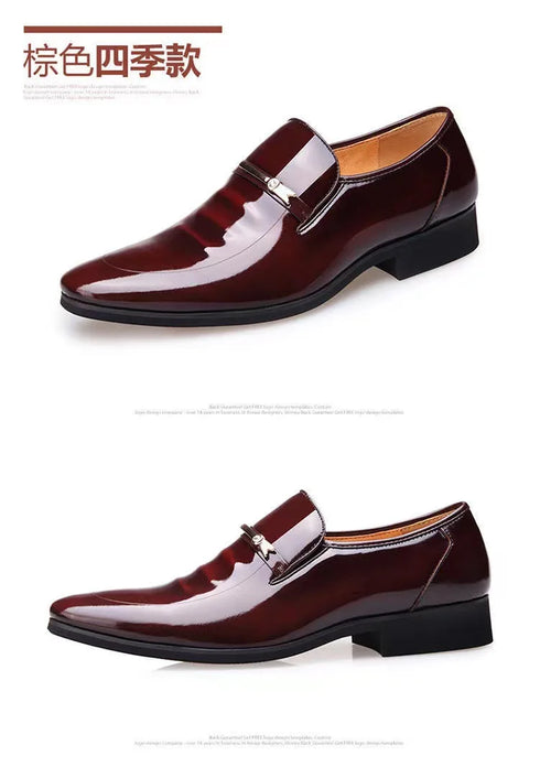 Elegant Breathable Oxford Leather Shoes for Men - Perfect Formal Flats for Office, Weddings, and Daily Wear - Comfortable Slip-On Design with Pointed Toe and Rubber Outsole